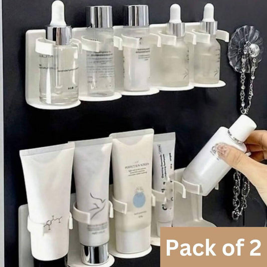 5-Grid Plastic Cosmetic Organizer – Cuttable, No-Punch Mount + Pack of 2