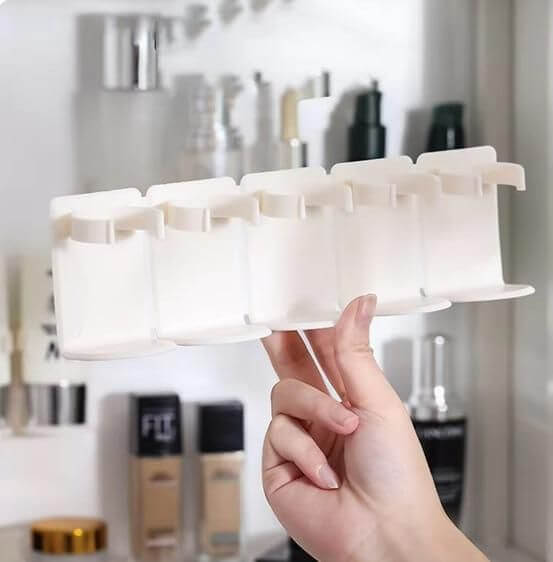 5-Grid Plastic Cosmetic Organizer – Cuttable, No-Punch Mount + Pack of 2