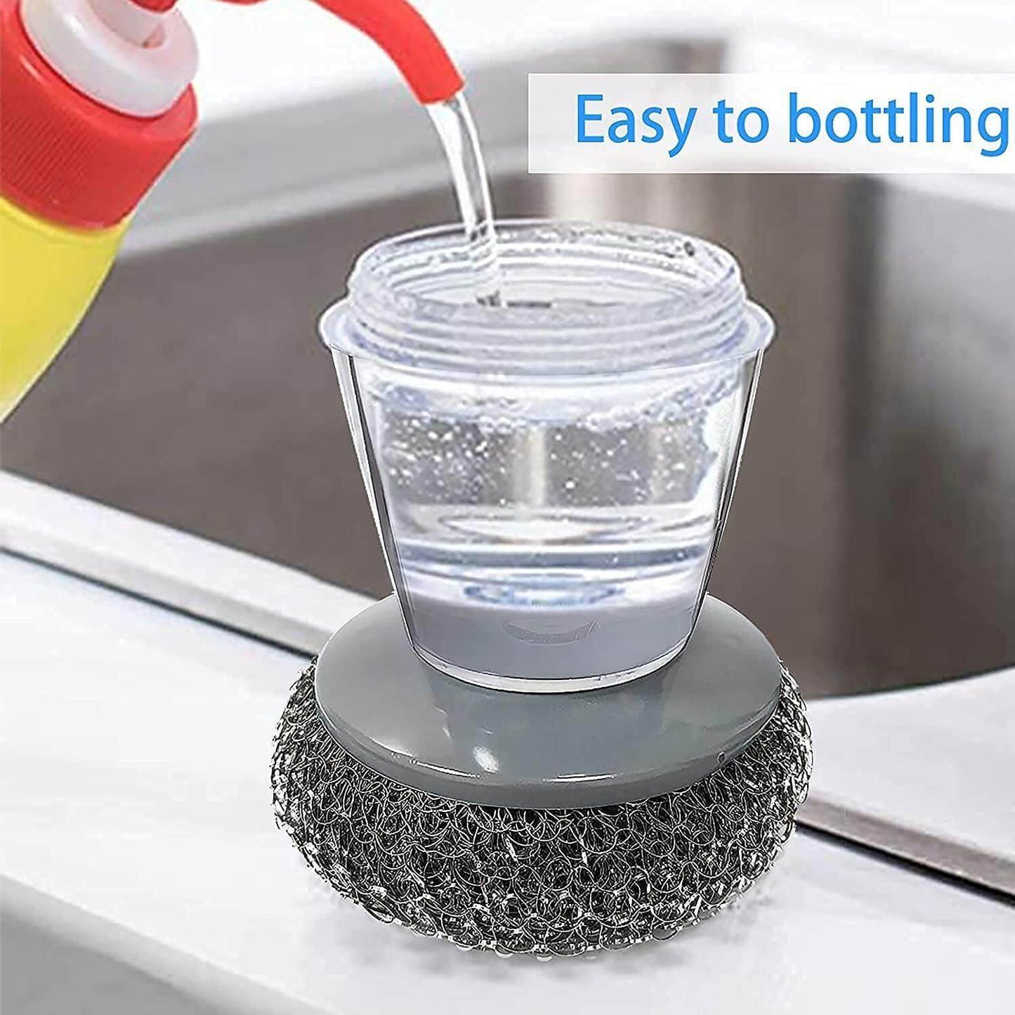 Kitchen Soap Dispensing Palm Brush (Pack of 2) – Innovative Soap Dispenser Brush for Easy Dish Cleaning