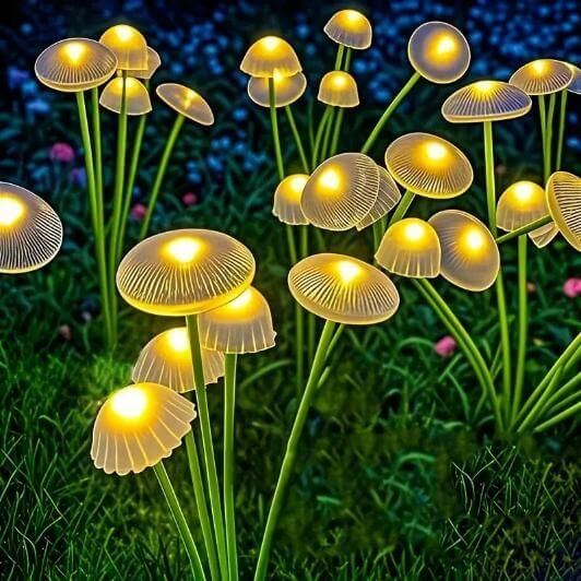 Solar Jellyfish Mushroom Lights for Garden, Outdoor Ground-Plug Lawn Pathway LEDs