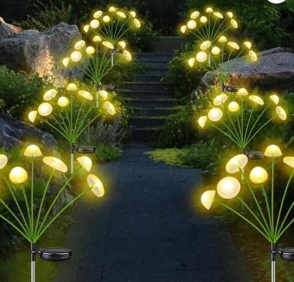 Solar Jellyfish Mushroom Lights for Garden, Outdoor Ground-Plug Lawn Pathway LEDs
