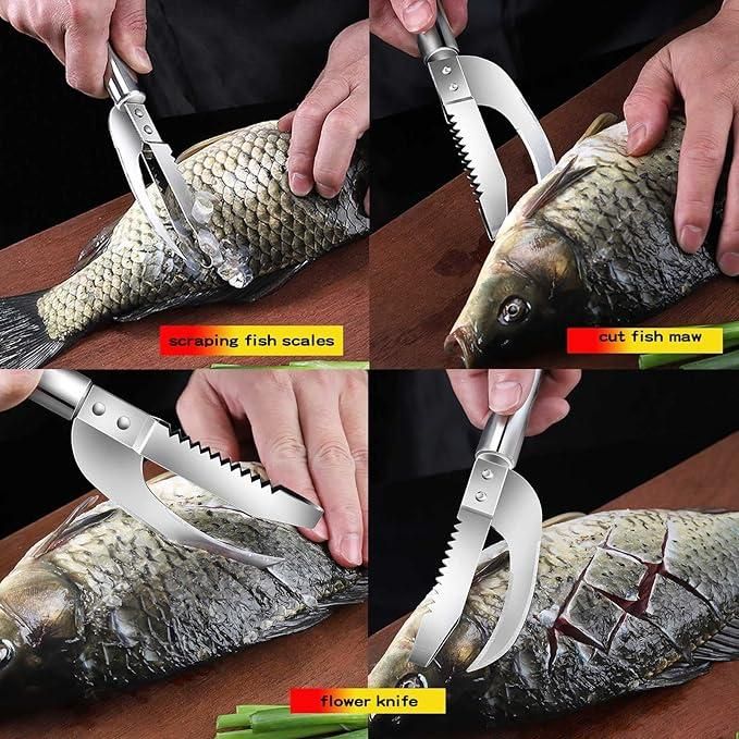 Three In One Fish Scaler Scraper Stainless Steel Tool