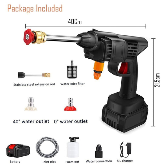 48V Cordless Car Washing Kit — Portable Rechargeable Pressure Washer Gun, Single Battery