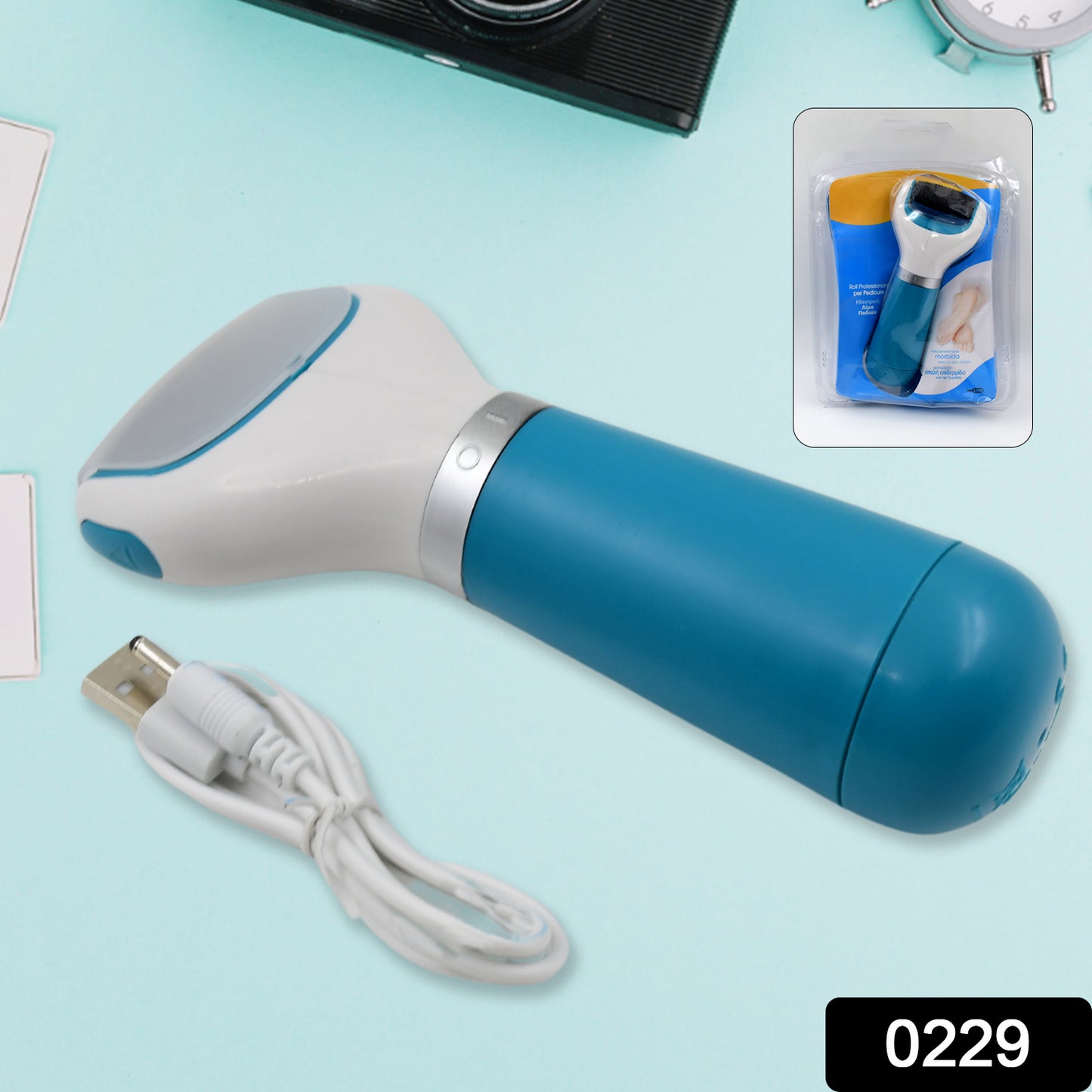 Electric Dry Foot File Callus Remover – Coarse & Regular Roller for At-Home Pedicure, Battery-Powered Foot Care Tool (USB Rechargeable, Battery Not Included)