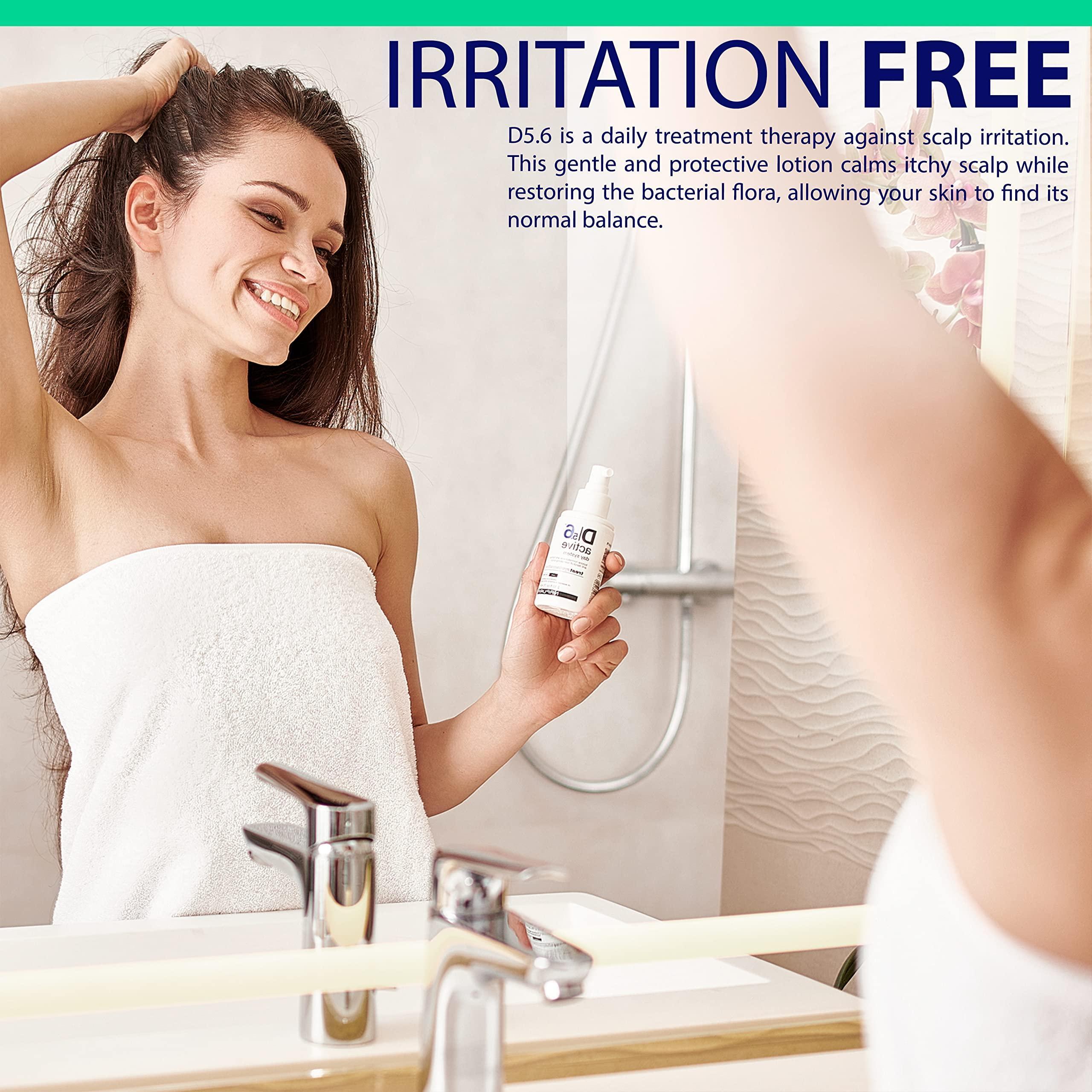 D5.6 Professional anti Dandruff Treatment with Tea Tree Oil Salicylic Acid and Zinc (2.53 Fl Oz) Natural Itchy Scalp Lotion Relief for Women and Men